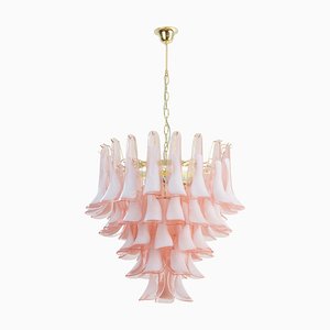 Pink & White Color Murano Glass Petal Chandelier, Italy, 1990s-MPO-1761788