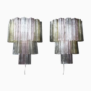 Pink, White, Yellow and Smoked Color Tronchi Wall Lights in the style of Venni, 2000s, Set of 2-YF-1427592