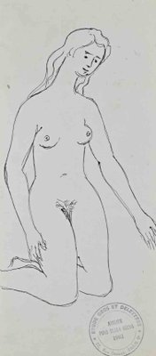 Pino della Selva, Nude of Woman, Original China Ink Drawing, Mid-20th Century-ZCI-1382448