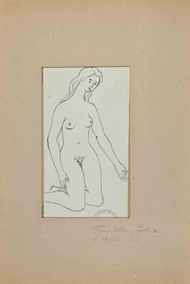 Pino della Selva, Nude of Woman, Original China Ink Drawing, Mid-20th Century-ZCI-1382448