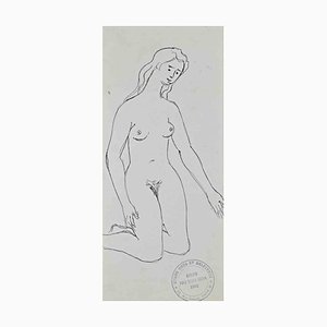 Pino della Selva, Nude of Woman, Original China Ink Drawing, Mid-20th Century-ZCI-1382448