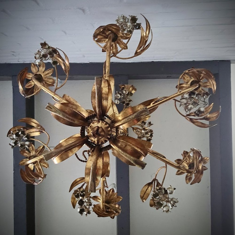 Pioggia d'Oro 6-Arm Chandelier by Hans Kogl, 1960s