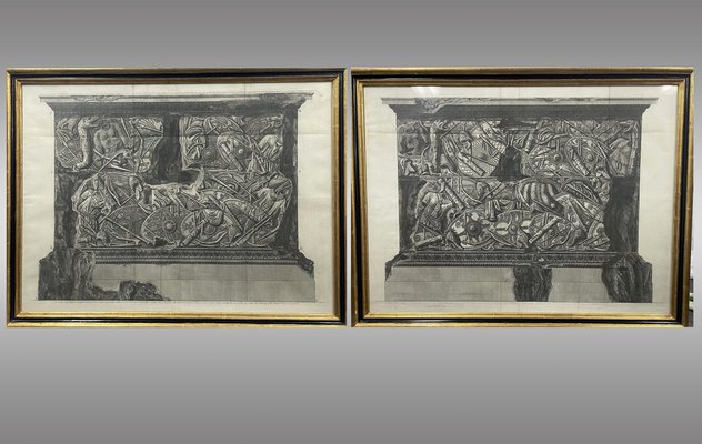 Piranesi, Fronts of Trajan's Pedestal, 1800s, Etching & Paper, Set of 2-LQ-1775286