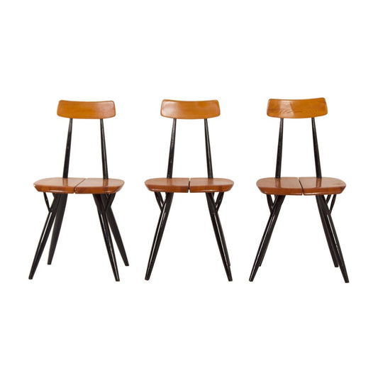 Pirkka Chairs by llmari Tapiovaara for Laukaan Puu, Finland, 1955, Set of 3