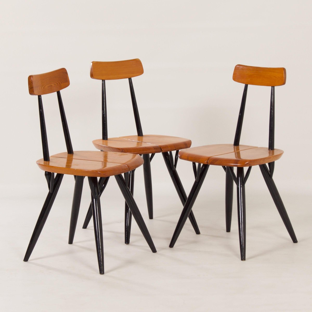 Pirkka Chairs by llmari Tapiovaara for Laukaan Puu, Finland, 1955, Set of 3