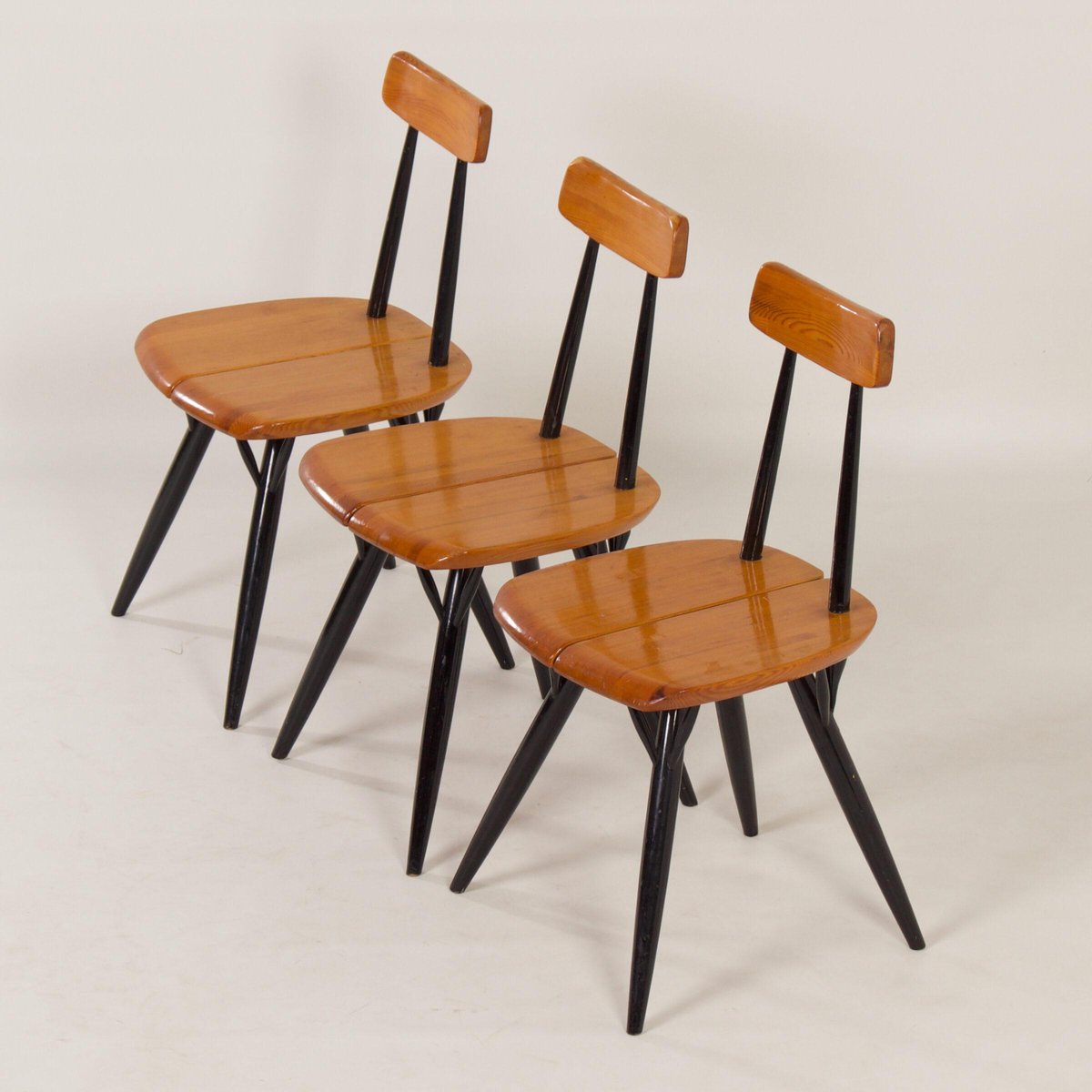 Pirkka Chairs by llmari Tapiovaara for Laukaan Puu, Finland, 1955, Set of 3