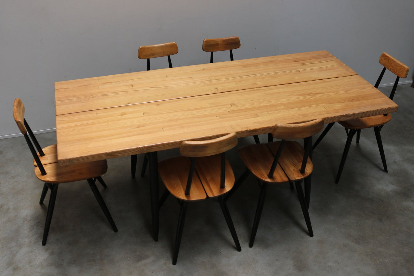 Pirkka Design Dining Room Set by Ilmari Tapiovaara for Laukaan Puu, 1955, Set of 7