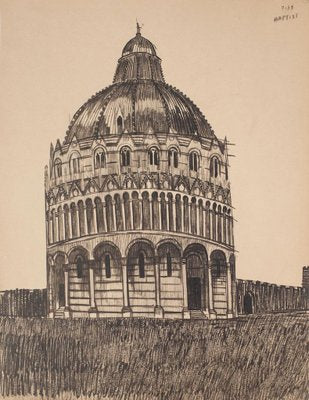 Pisa Baptistery - Original Pen on Paper - Late 19th Century Late 19th Century-ZCI-779340