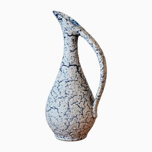 Pitcher Vase in Cracked Blue Ceramic, 1950s-AIU-1805170