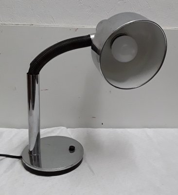 Pivotable Black Plastic and Chromed Metal Table Lamp, 1970s-HOI-787844