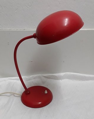 Pivotable Red Painted Metal Table Lamp, 1960s-HOI-798309