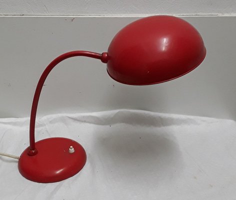 Pivotable Red Painted Metal Table Lamp, 1960s-HOI-798309