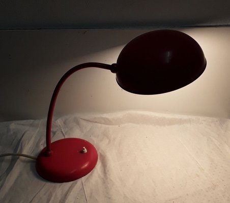 Pivotable Red Painted Metal Table Lamp, 1960s-HOI-798309