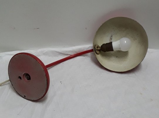 Pivotable Red Painted Metal Table Lamp, 1960s-HOI-798309