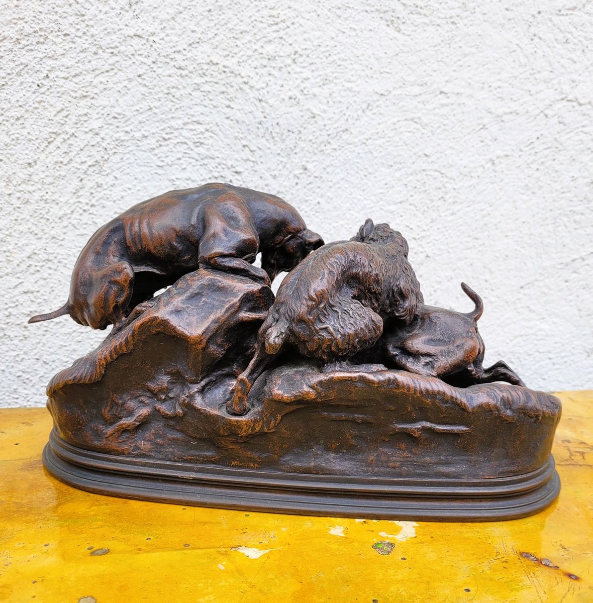 PJ Mêne, Rabbit Hunting, 19th Century, Bronze