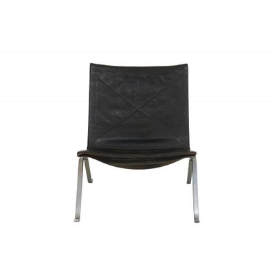 Pk-22 Lounge Chair in Patinated Black Leather by Poul Kjærholm, 1980s-MTD-1807559