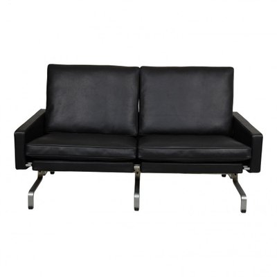 Pk-31/2 2-Seater Sofa in Black Aniline Leather by Poul Kjærholm for E. Kold Christensen, 1960s-MTD-1400837