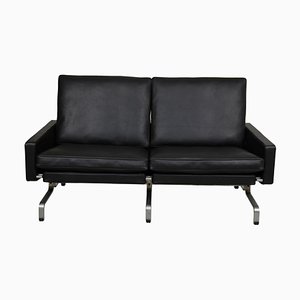 Pk-31/2 2-Seater Sofa in Black Aniline Leather by Poul Kjærholm for E. Kold Christensen, 1960s-MTD-1400837