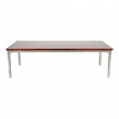 PK-57 Rectangular Coffee Table in Mahogany and Steel by Poul Kjærholm for E. Kold Christensen, 1920s-MTD-1400249