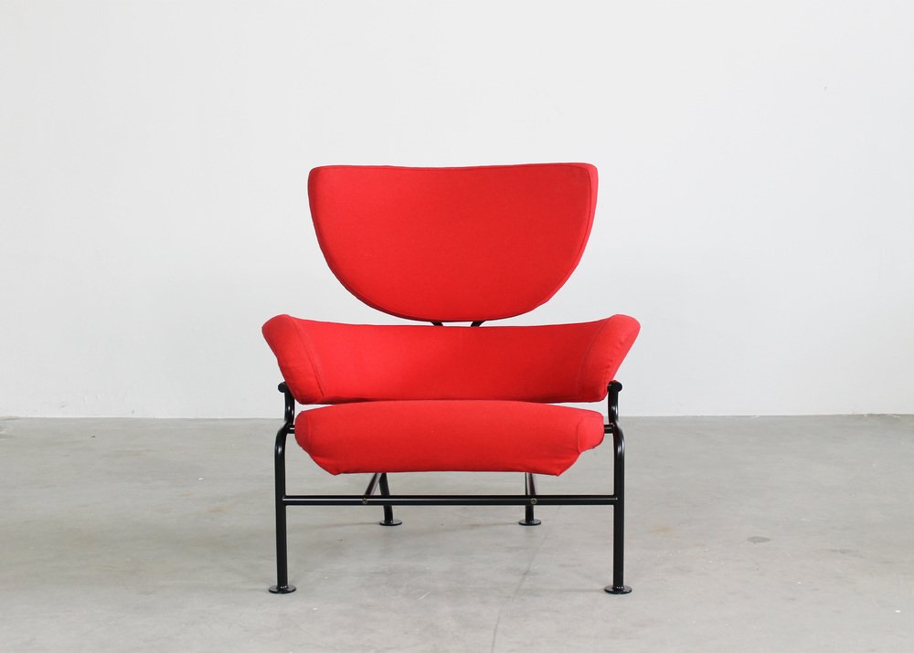 PL19 or Tre Pezzi Lounge Chair in Red Fabric by Franco Albini for Poggi, 1970s