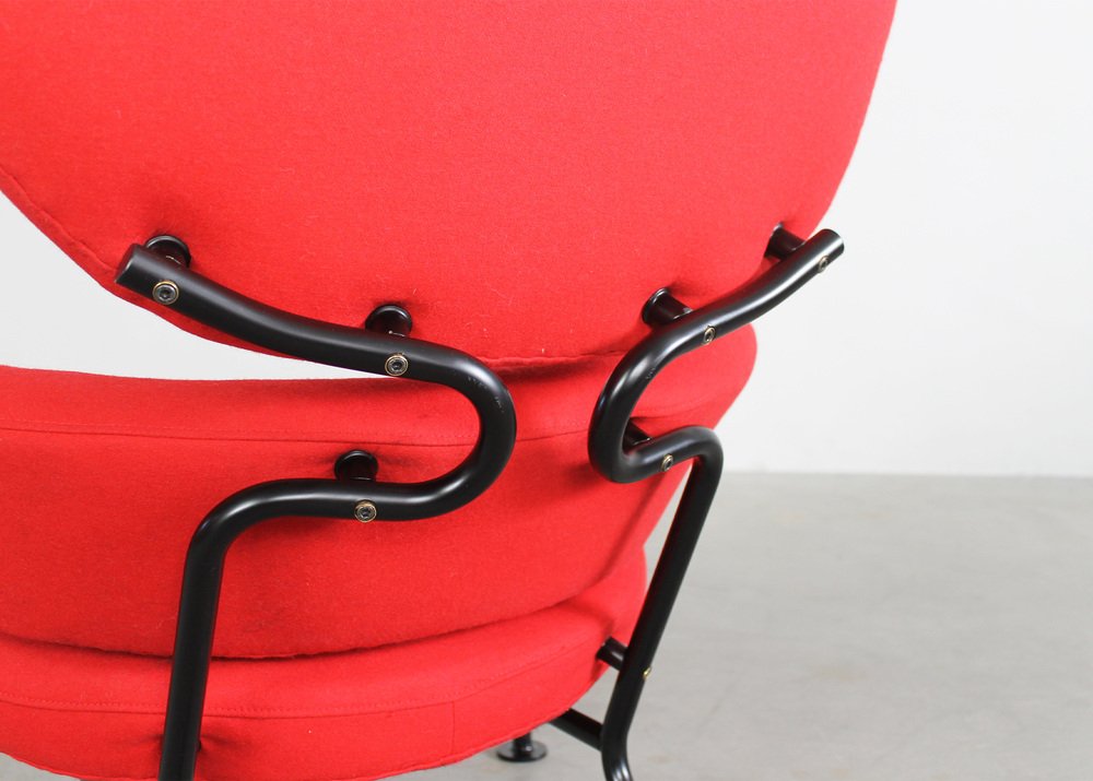 PL19 or Tre Pezzi Lounge Chair in Red Fabric by Franco Albini for Poggi, 1970s