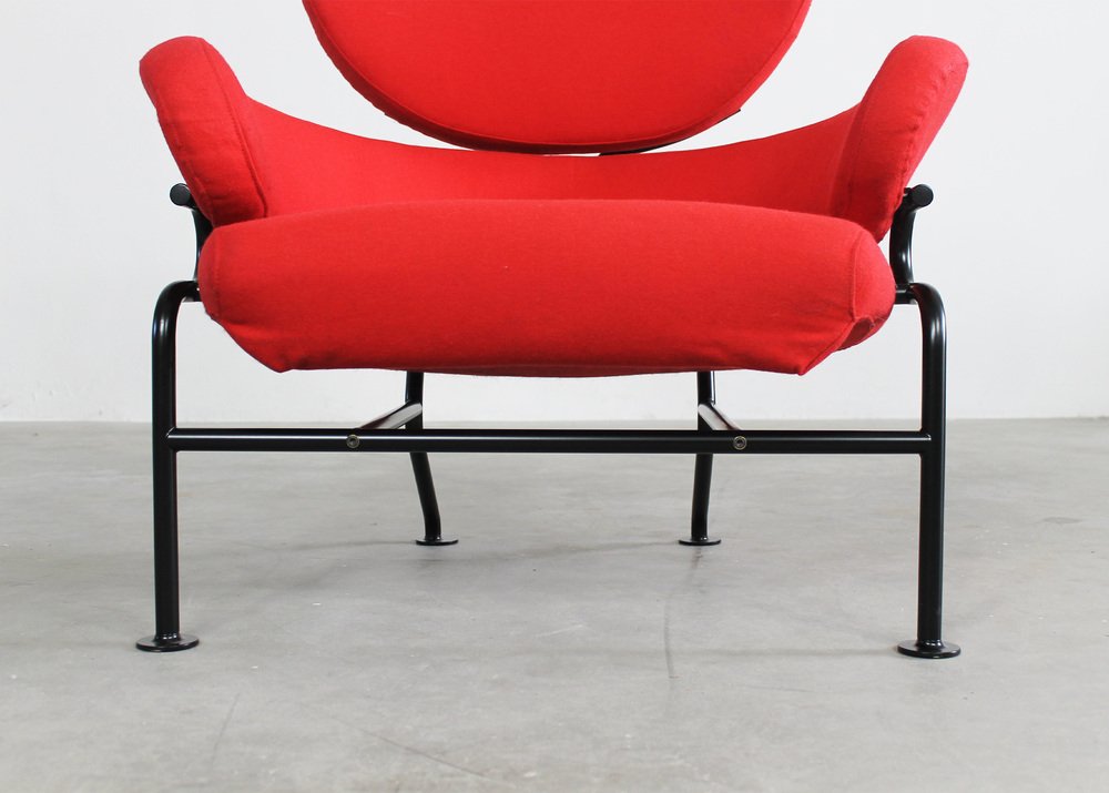 PL19 or Tre Pezzi Lounge Chair in Red Fabric by Franco Albini for Poggi, 1970s