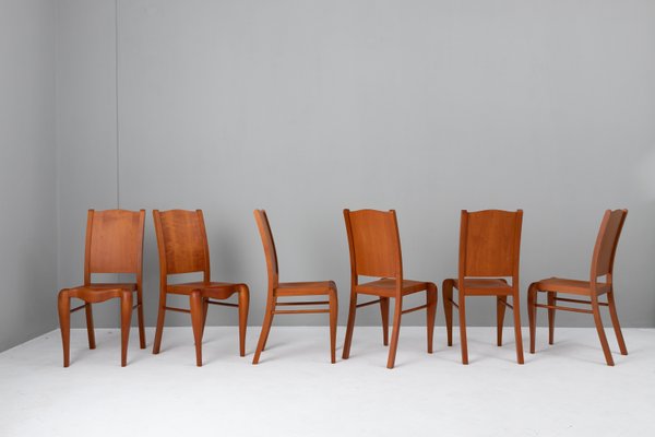 Placide of Wood Chairs by Philippe Starck for Driade, 1989, Set of 6-KQX-1722701