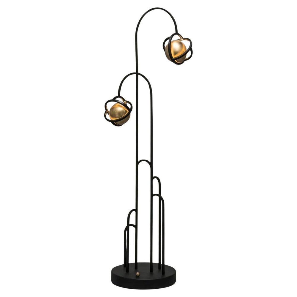 Planetaria Steel and Brushed Brass Floor Lamp by Bohinc Studio