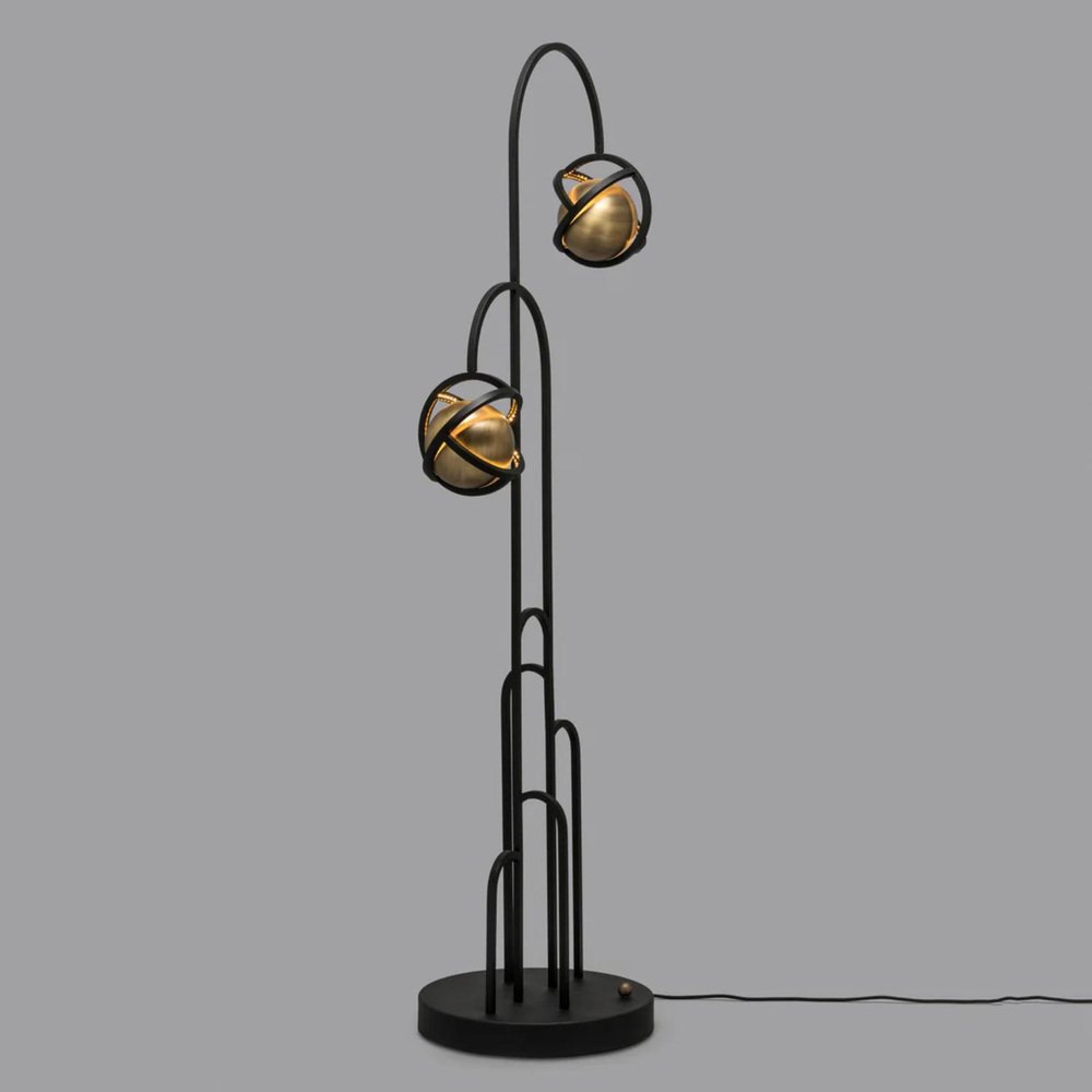 Planetaria Steel and Brushed Brass Floor Lamp by Bohinc Studio