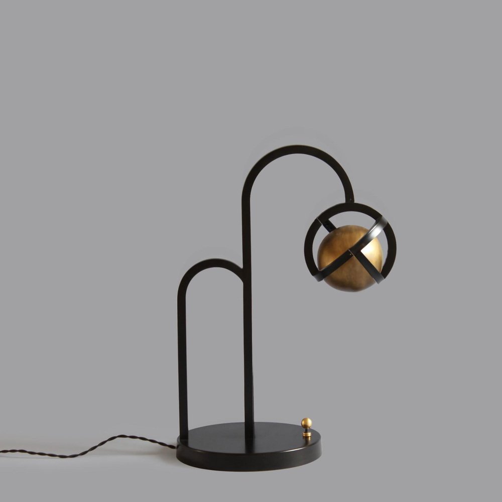 Planetaria Steel and Brushed Brass Table Lamp by Bohinc Studio