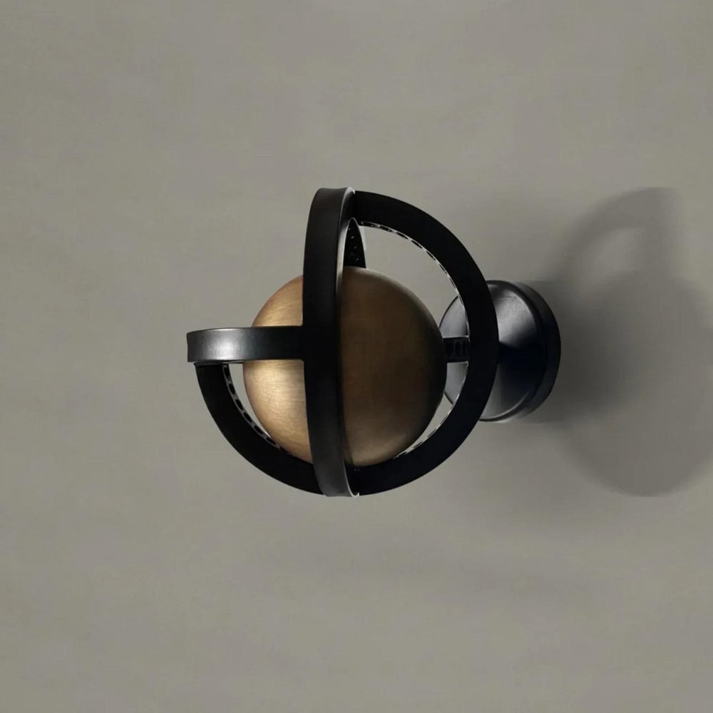 Planetaria Steel and Brushed Brass Wall Lamp by Bohinc Studio