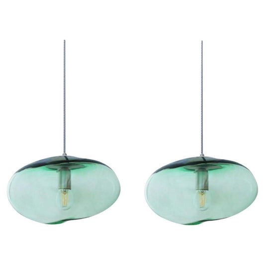 Planetoide Green Iridescent Pendants by Eloa, Set of 2