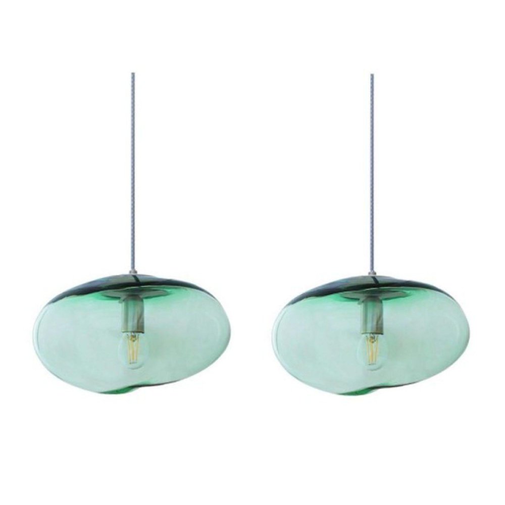 Planetoide Green Iridescent Pendants by Eloa, Set of 2