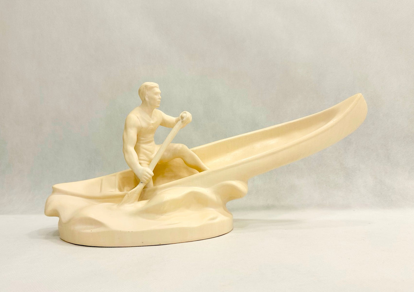 Plaster Rower Statue from Jihokera Bechyně, 1950s