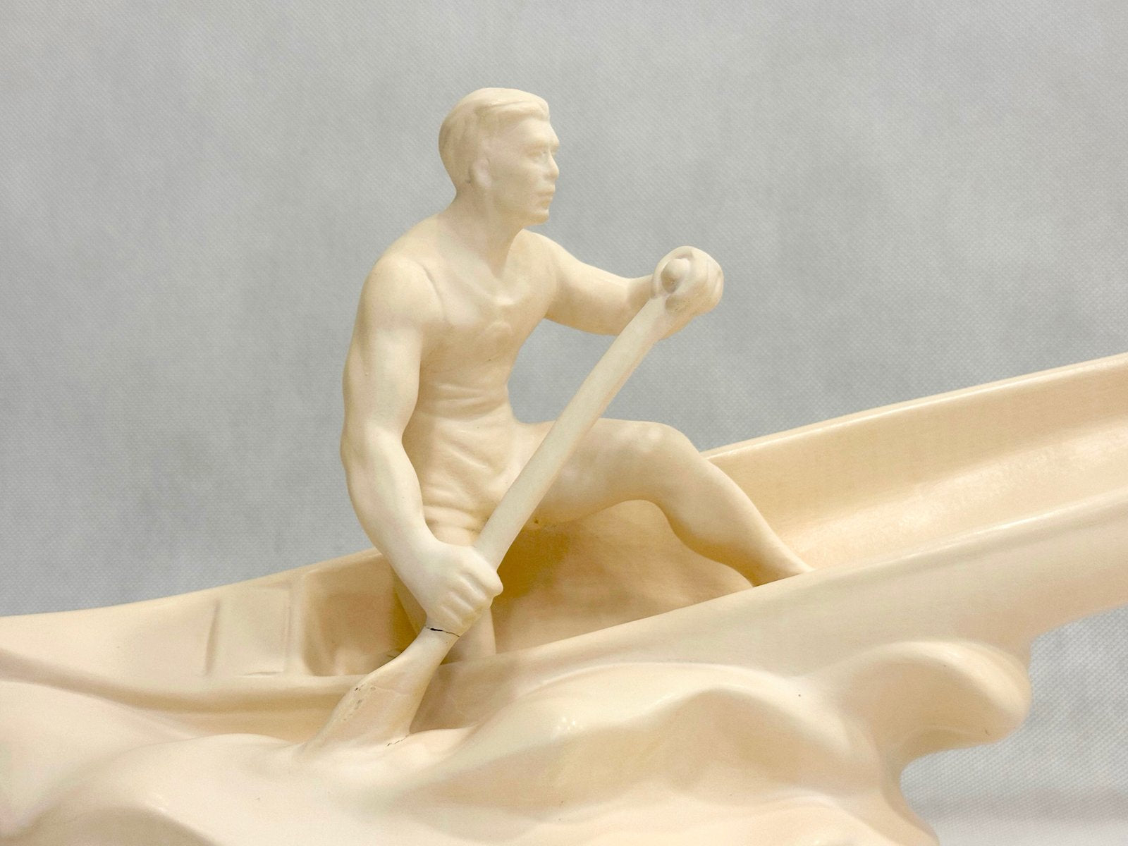 Plaster Rower Statue from Jihokera Bechyně, 1950s