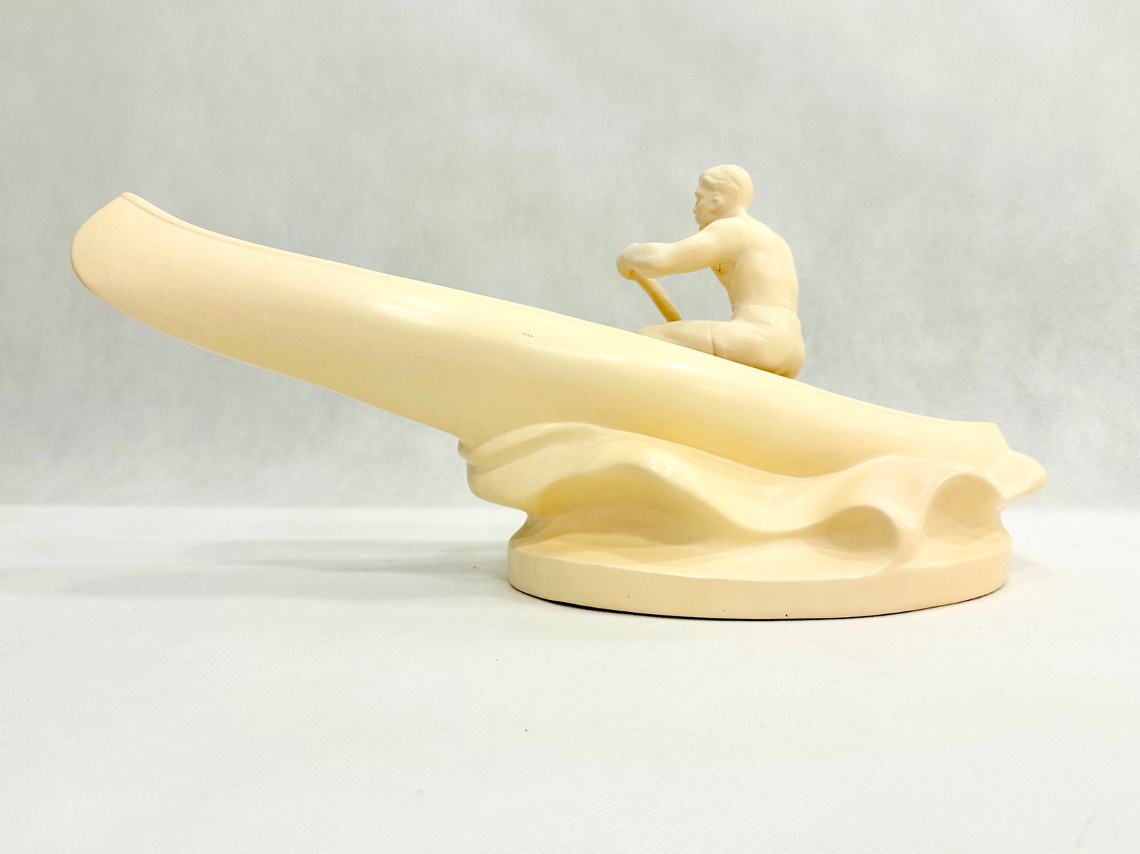 Plaster Rower Statue from Jihokera Bechyně, 1950s