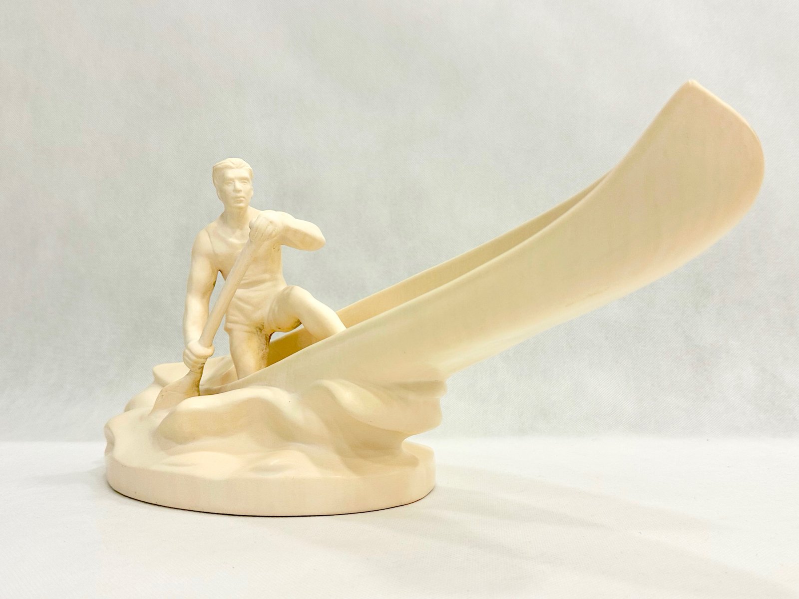 Plaster Rower Statue from Jihokera Bechyně, 1950s