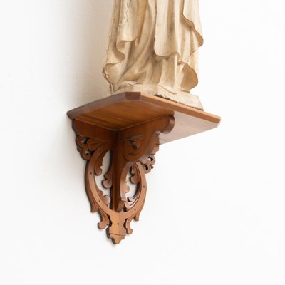 Plaster Virgin Traditional Figure in a Wooden Altar, 1940s-WM-1161629