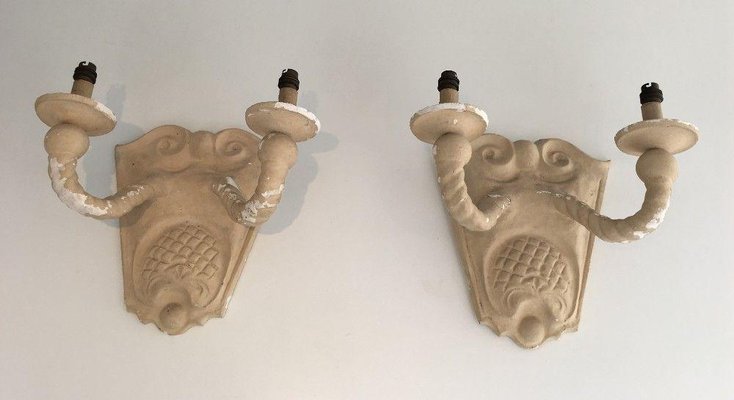 Plaster Wall Lights, 1940s, Set of 2-BA-1365609