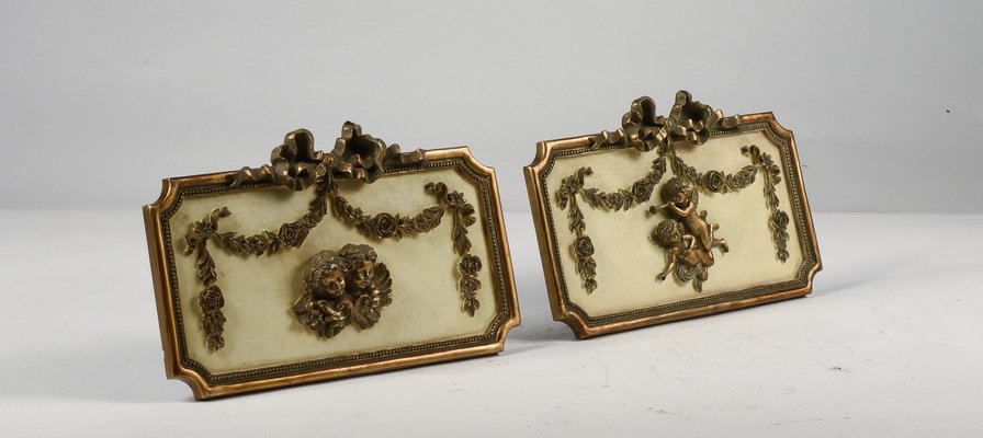 Plaster with Putti and Decorations, Set of 2-RAQ-941117