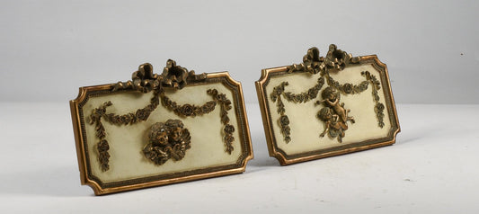 Plaster with Putti and Decorations, Set of 2