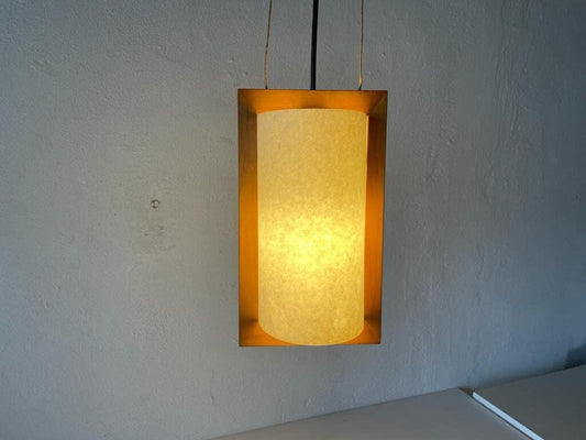 Plastic Paper and Wood Frame Pendant Lamp from Domus, 1980s, Italy