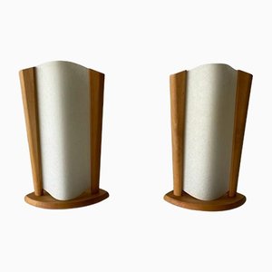 Plastic, Paper and Wood Frame Table Lamps from Domus, Italy, 1980s, Set of 2-RDS-1146558