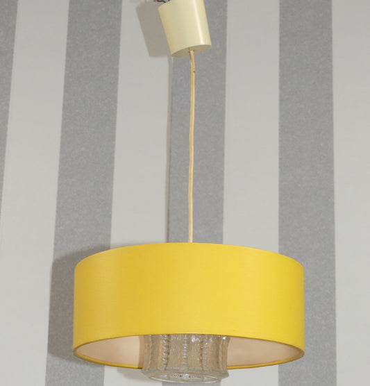 Plastic Yellow Ice Glass Ceiling Light, 1970s