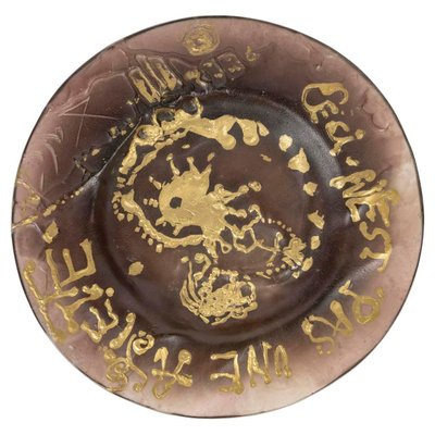 Plate in Brown Colored Glass Paste from Daum and Dali-WFS-2023161