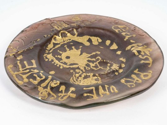 Plate in Brown Colored Glass Paste from Daum and Dali-WFS-2023161