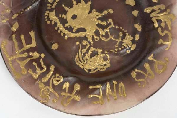 Plate in Brown Colored Glass Paste from Daum and Dali-WFS-2023161