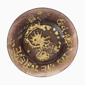 Plate in Brown Colored Glass Paste from Daum and Dali-WFS-2023161