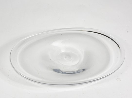 Plate Oval Centerpiece in Clear Glass, Italy, 1980s-RAQ-971424