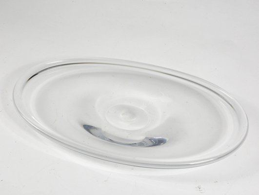 Plate Oval Centerpiece in Clear Glass, Italy, 1980s-RAQ-971424